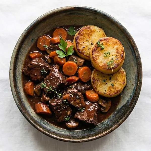 Braised Beef with Potato Fondant & Carrots